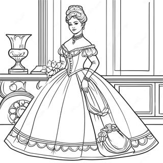 Elegant Victorian Lady In Dress Coloring Page 63144-50617