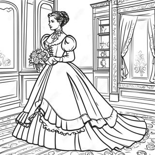 Elegant Victorian Lady In Dress Coloring Page 63144-50619