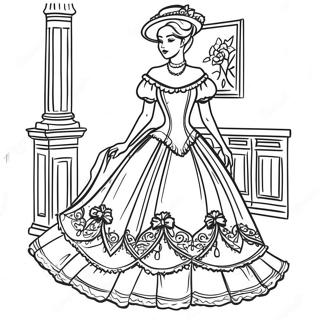 Elegant Victorian Lady In Dress Coloring Page 63144-50620