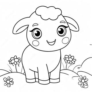 Cute Easter Lamb With Flowers Coloring Page 63154-50625