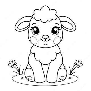 Cute Easter Lamb With Flowers Coloring Page 63154-50628