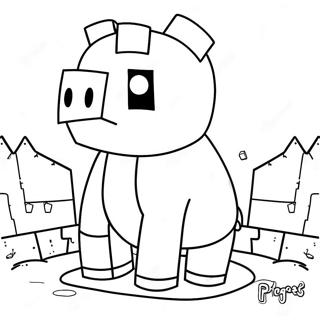 Cute Minecraft Piglin With Gold Coloring Page 63174-50640