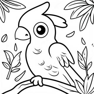 Colorful Cockatoo In Tropical Jungle Coloring Page 63194-50658