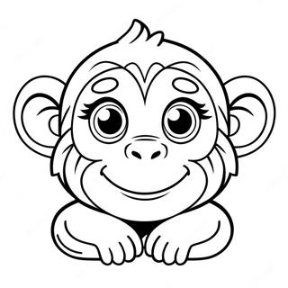 Cute Monkey Face Coloring Page 63274-50728