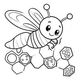 Cute Bee Flying Near Honeycomb Coloring Page 63314-50753