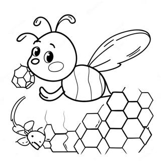 Cute Bee Flying Near Honeycomb Coloring Page 63314-50755