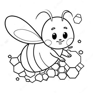 Cute Bee Flying Near Honeycomb Coloring Page 63314-50756