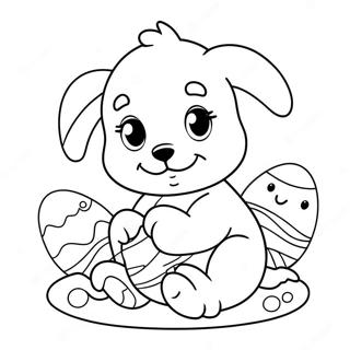 Cute Easter Puppy With Egg Coloring Page 63344-50777