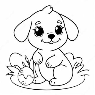 Cute Easter Puppy With Egg Coloring Page 63344-50778