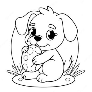 Cute Easter Puppy With Egg Coloring Page 63344-50779