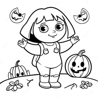 Dora In A Spooky Costume Coloring Page 63354-50781