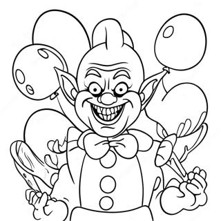 Killer Klowns With Colorful Balloons Coloring Page 63404-50825