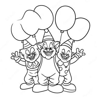 Killer Klowns With Colorful Balloons Coloring Page 63404-50826