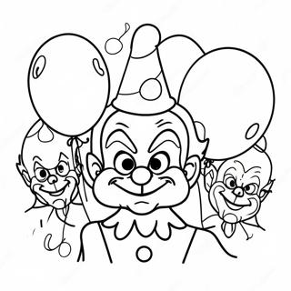 Killer Klowns With Colorful Balloons Coloring Page 63404-50827