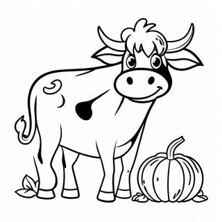 Spooky Cow With Pumpkin Coloring Page 63434-50849