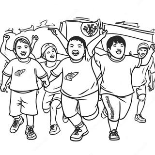 Cheerful Athletes At The Special Olympics Coloring Page 63444-50857