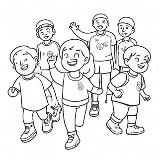 Cheerful Athletes At The Special Olympics Coloring Page 63444-50859