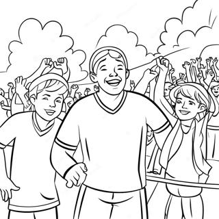 Cheerful Athletes At The Special Olympics Coloring Page 63444-50860