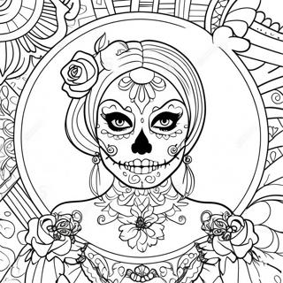 Gothic Female Sugar Skull Coloring Pages