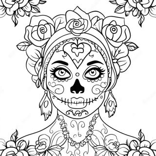 Gothic Female Sugar Skull Coloring Page 63483-50890