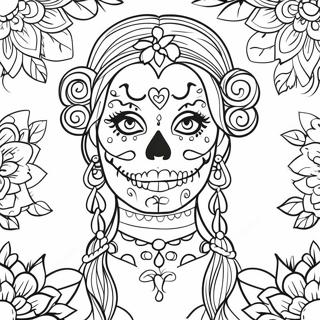 Gothic Female Sugar Skull Coloring Page 63483-50891