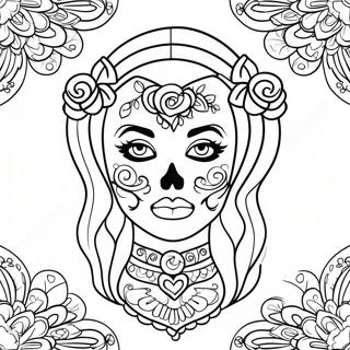 Gothic Female Sugar Skull Coloring Page 63483-50892