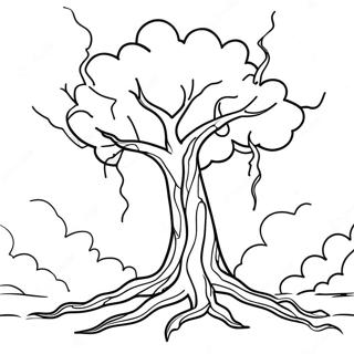 Lightning Striking Tree Coloring Page 63504-50914