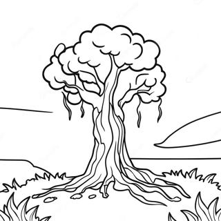 Lightning Striking Tree Coloring Page 63504-50915