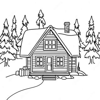 Winter Cabin Coloring Pages