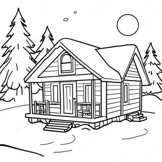 Winter Cabin Scene Coloring Page 63523-50918