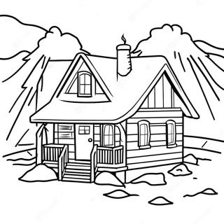 Winter Cabin Scene Coloring Page 63523-50919