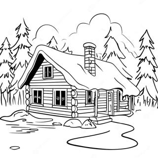 Winter Cabin Scene Coloring Page 63523-50920