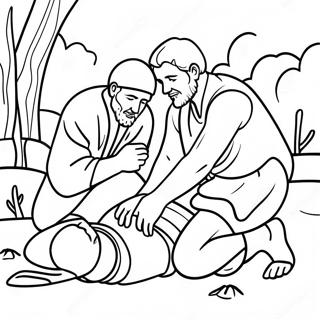 Good Samaritan Helping The Injured Man Coloring Page 63534-50937