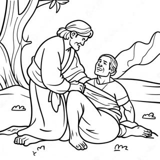 Good Samaritan Helping The Injured Man Coloring Page 63534-50938