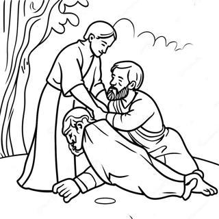 Good Samaritan Helping The Injured Man Coloring Page 63534-50940