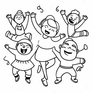 Cheerful Glee Characters Dancing Coloring Page 63644-51017