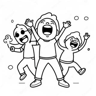 Cheerful Glee Characters Dancing Coloring Page 63644-51018