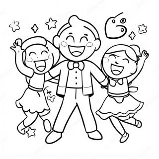 Cheerful Glee Characters Dancing Coloring Page 63644-51020