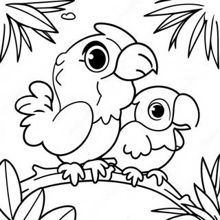 Colorful Parrots In The Jungle Coloring Page 63654-51025