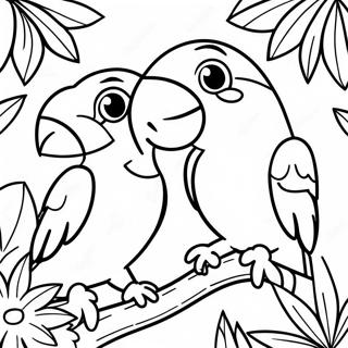 Colorful Parrots In The Jungle Coloring Page 63654-51026