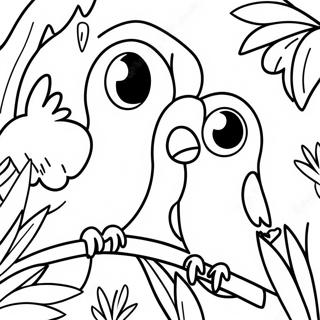 Colorful Parrots In The Jungle Coloring Page 63654-51028