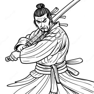 Samurai Katana In Action Coloring Page 63674-51041