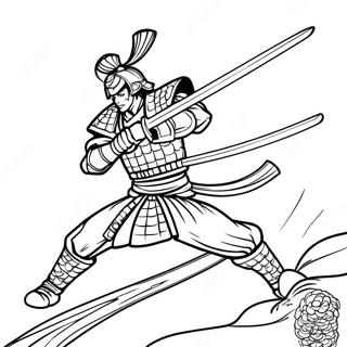 Samurai Katana In Action Coloring Page 63674-51042