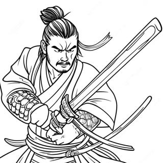 Samurai Katana In Action Coloring Page 63674-51043