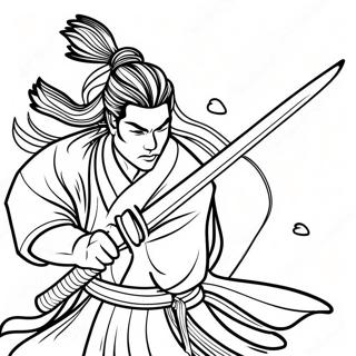 Samurai Katana In Action Coloring Page 63674-51044