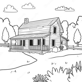 Rustic Farmhouse Scene Coloring Page 63733-51087