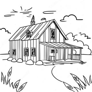 Rustic Farmhouse Scene Coloring Page 63733-51088