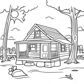 Charming Rustic Cabin Coloring Page 63734-51092