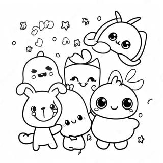 Cute Rainbow Friends Teal Characters Coloring Page 63764-51114