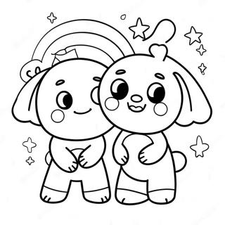 Cute Rainbow Friends Teal Characters Coloring Page 63764-51115